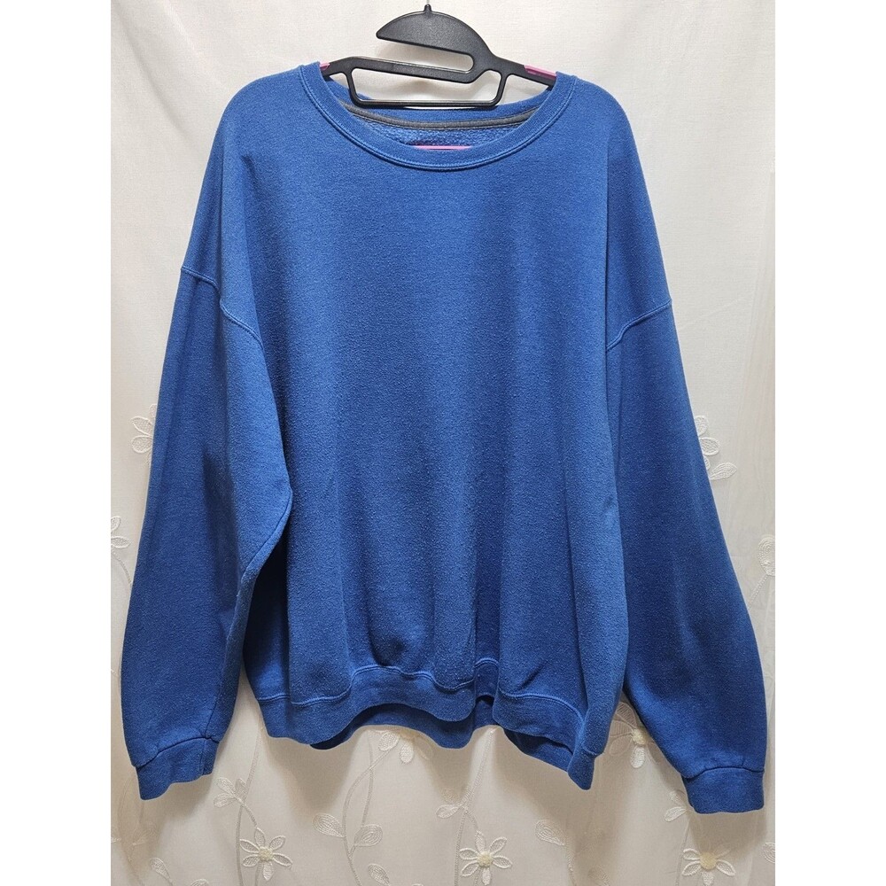 Fruit Of The Loom Women's 2XL Blue Sweater Ribbed Solid Warm Practical Crew Neck